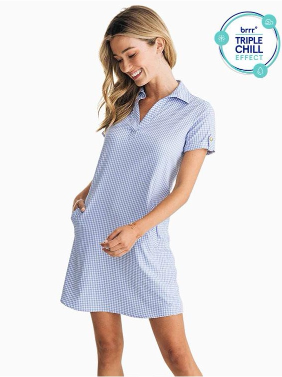 Southern Tide Light Blue Gingham Polo Kamryn Brrr Intercoastal